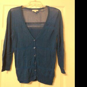 Peacock blue 3/4 sleeve cardigan